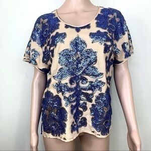 Tracy Reese Naiman Marcus top Blouse Blue Sz S